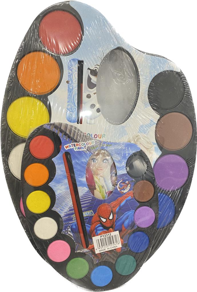 Water Colors on a Palette +Brush