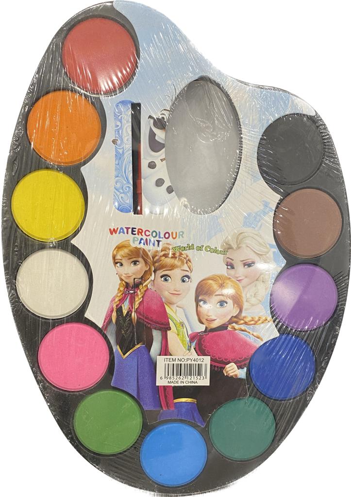 Water Colors on a Palette +Brush