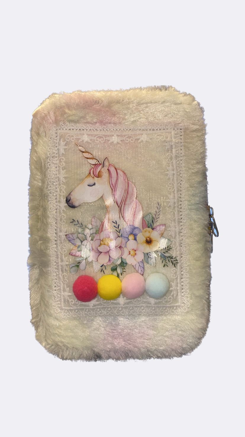 Large Feathery Unicorn Pencil Case