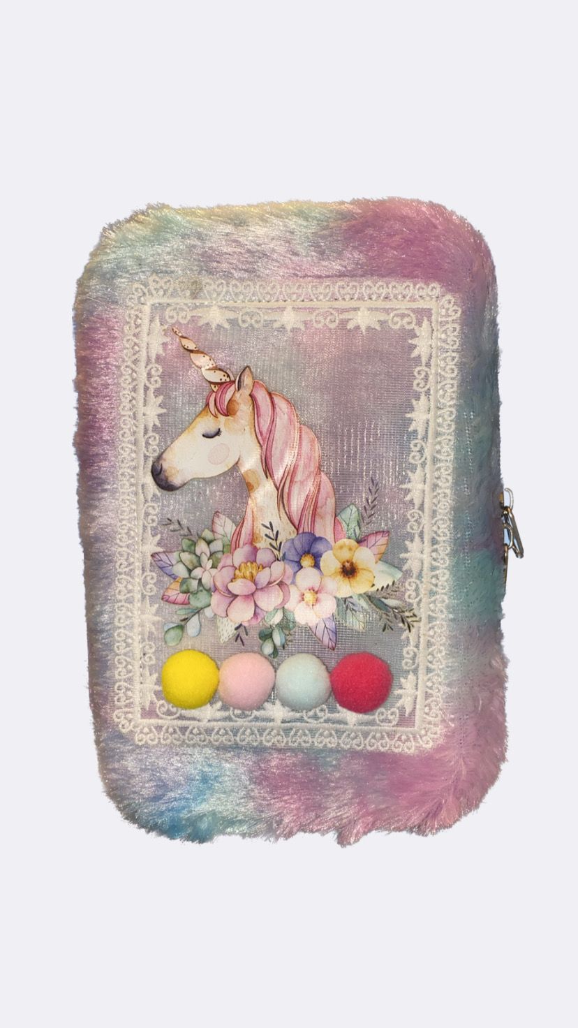 Large Feathery Unicorn Pencil Case