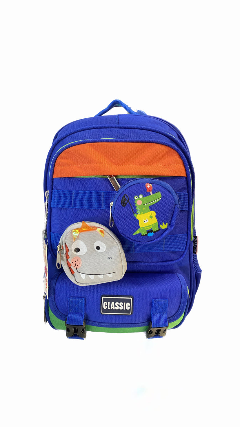 Classic Blue Dino School Bag Size 17