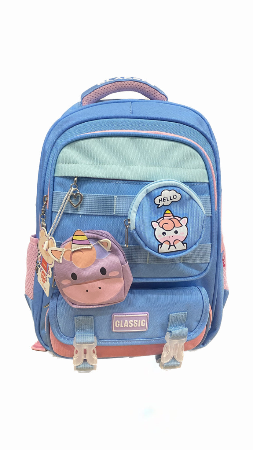 Classic Sky Blue Unicorn School Bag Size 17