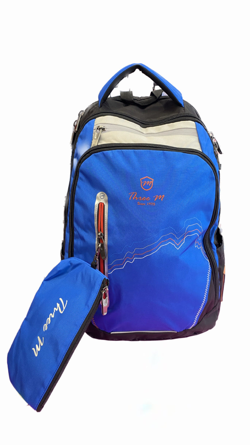 Smart Three M Blue School Bag with Pencil Case Size 19
