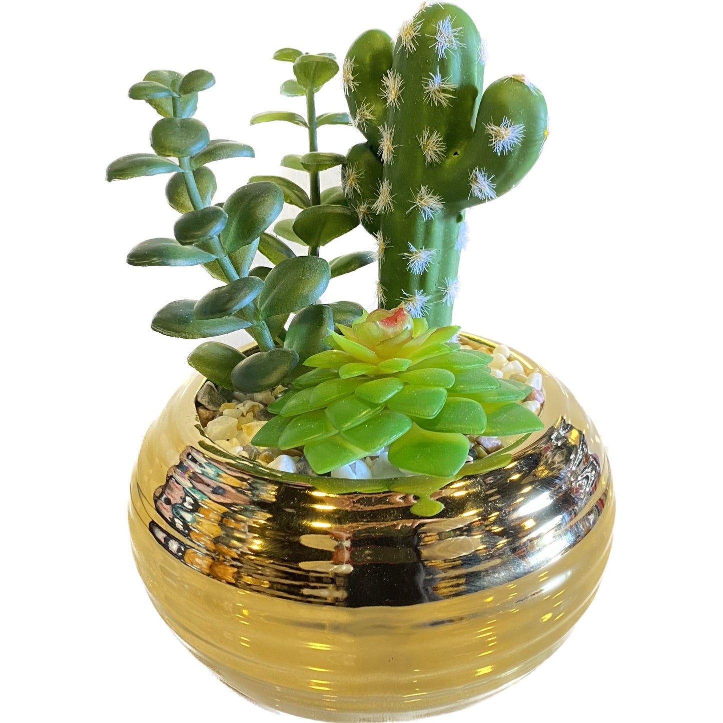 Artificial Short Decor Plant Golden Pot