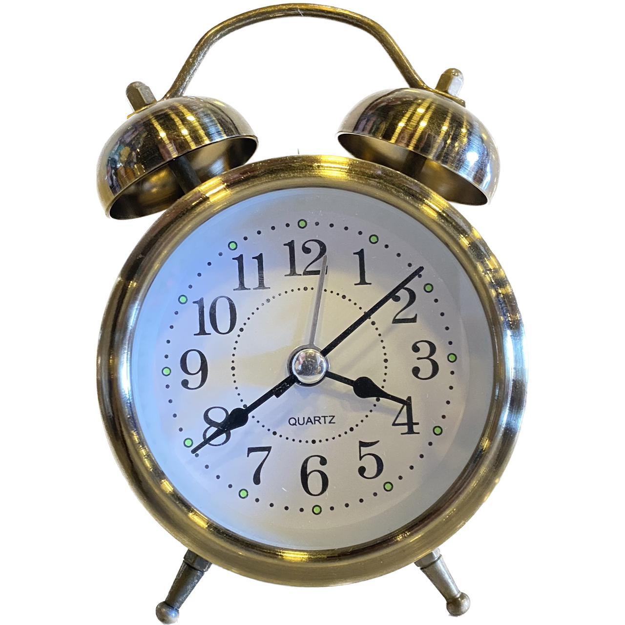 Metallic 3 Inch Alarm Analogue Clock with Twin Bell