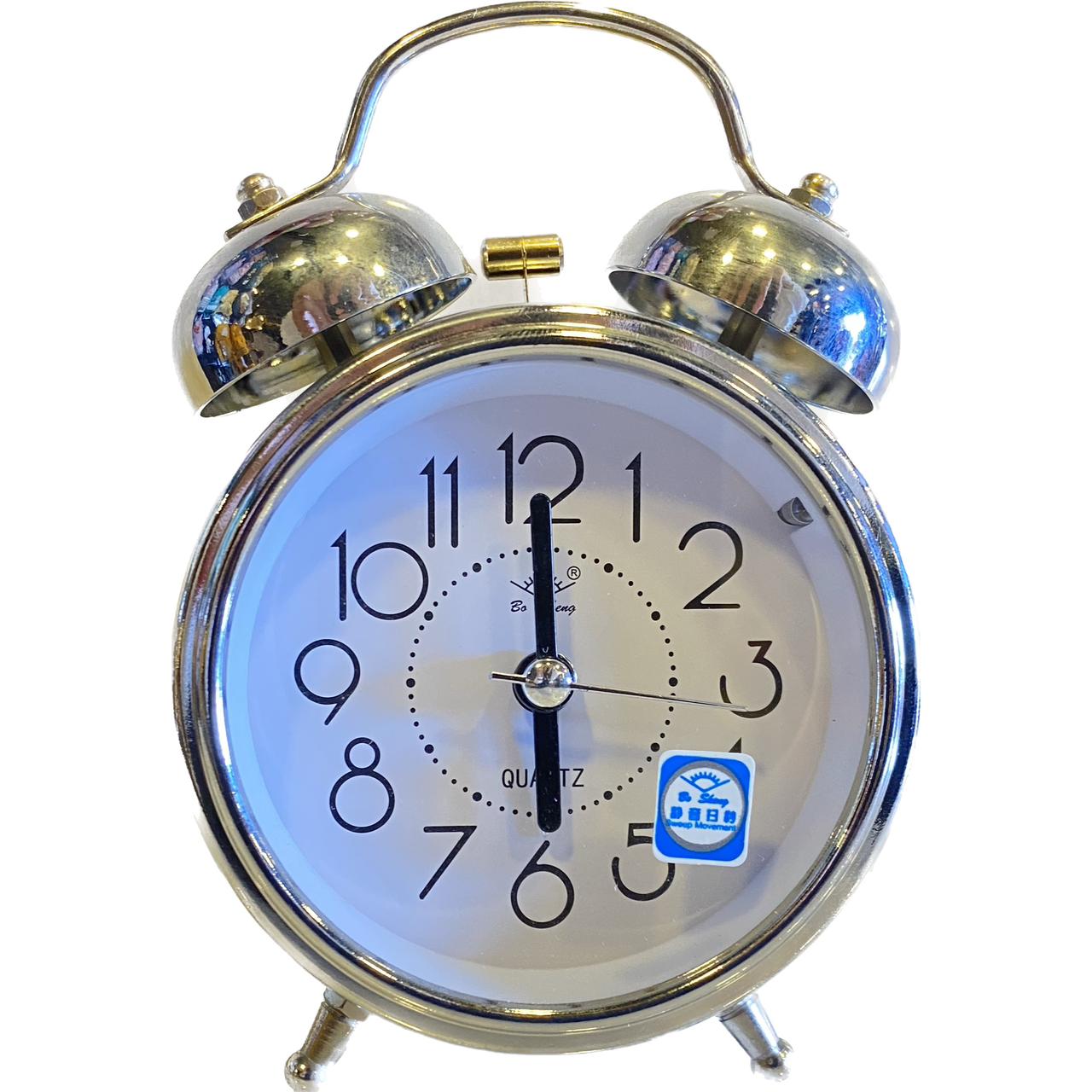 Metallic 3 Inch Alarm Analogue Clock with Twin Bell