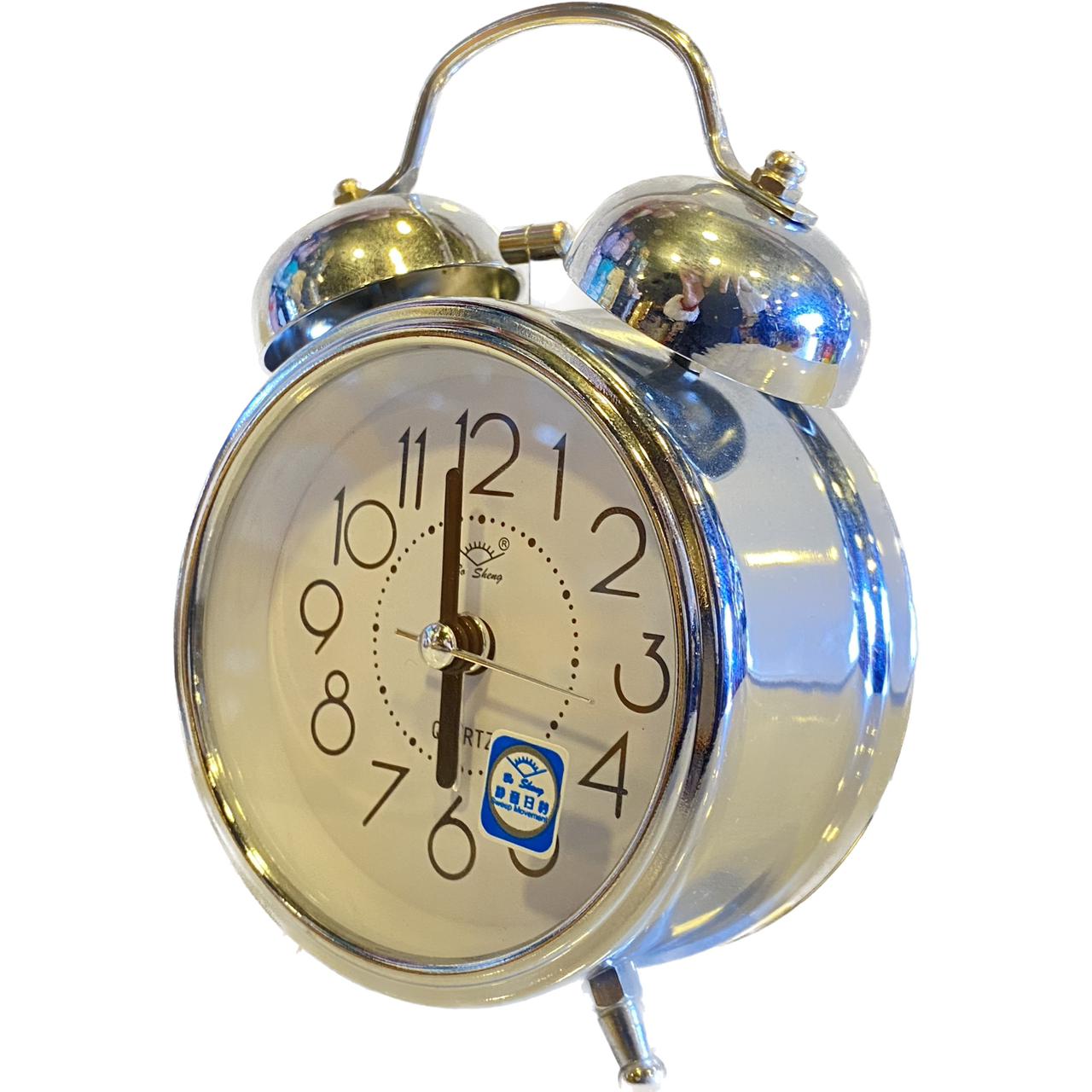 Metallic 3 Inch Alarm Analogue Clock with Twin Bell