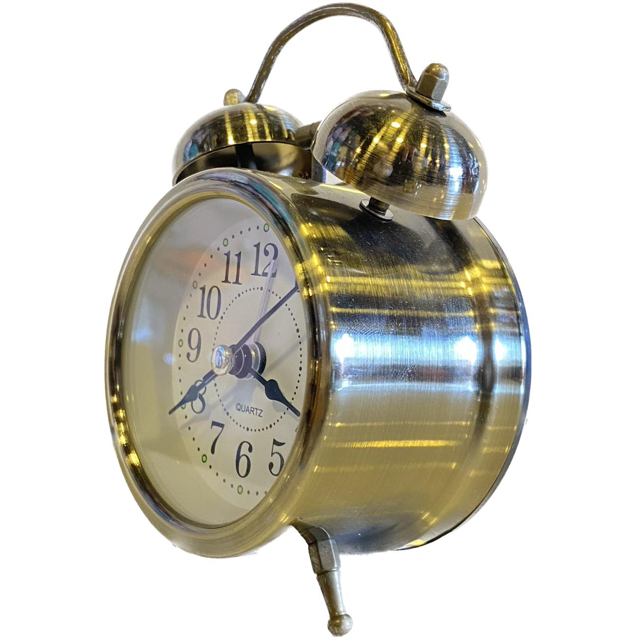 Metallic 3 Inch Alarm Analogue Clock with Twin Bell