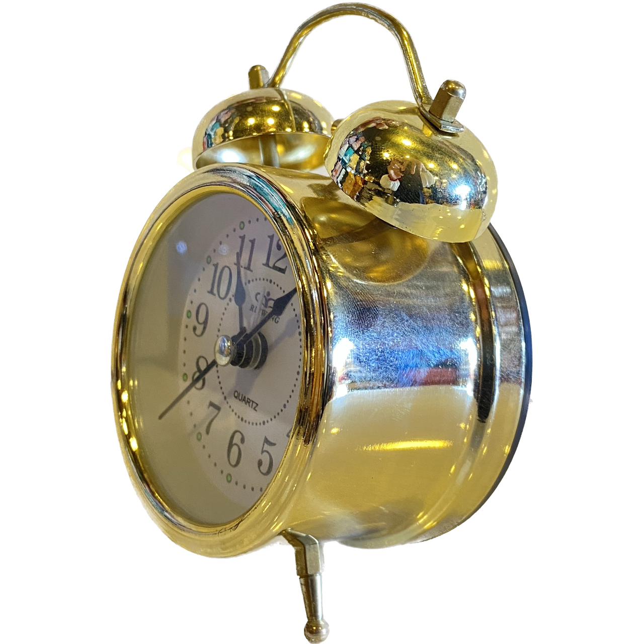Metallic 3 Inch Alarm Analogue Clock with Twin Bell