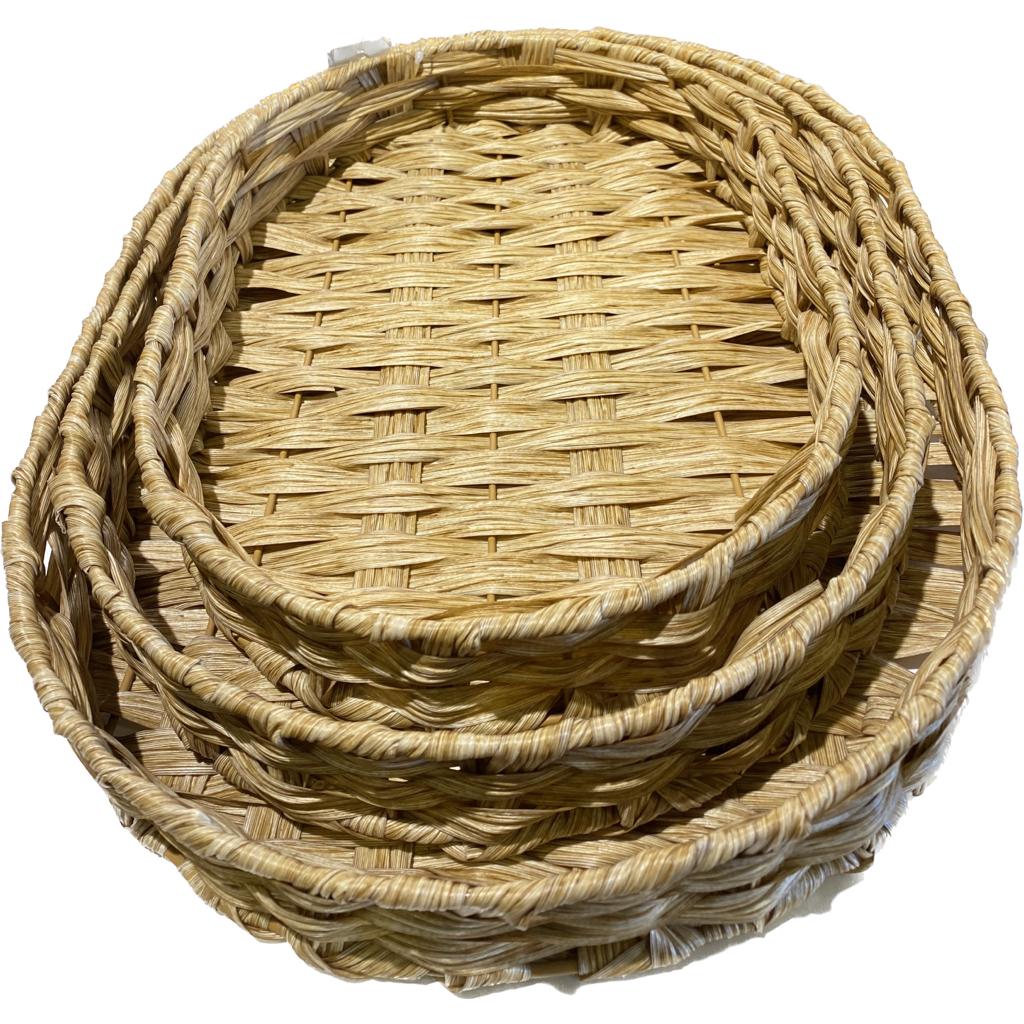 Strong Oval Wicker Tray Set