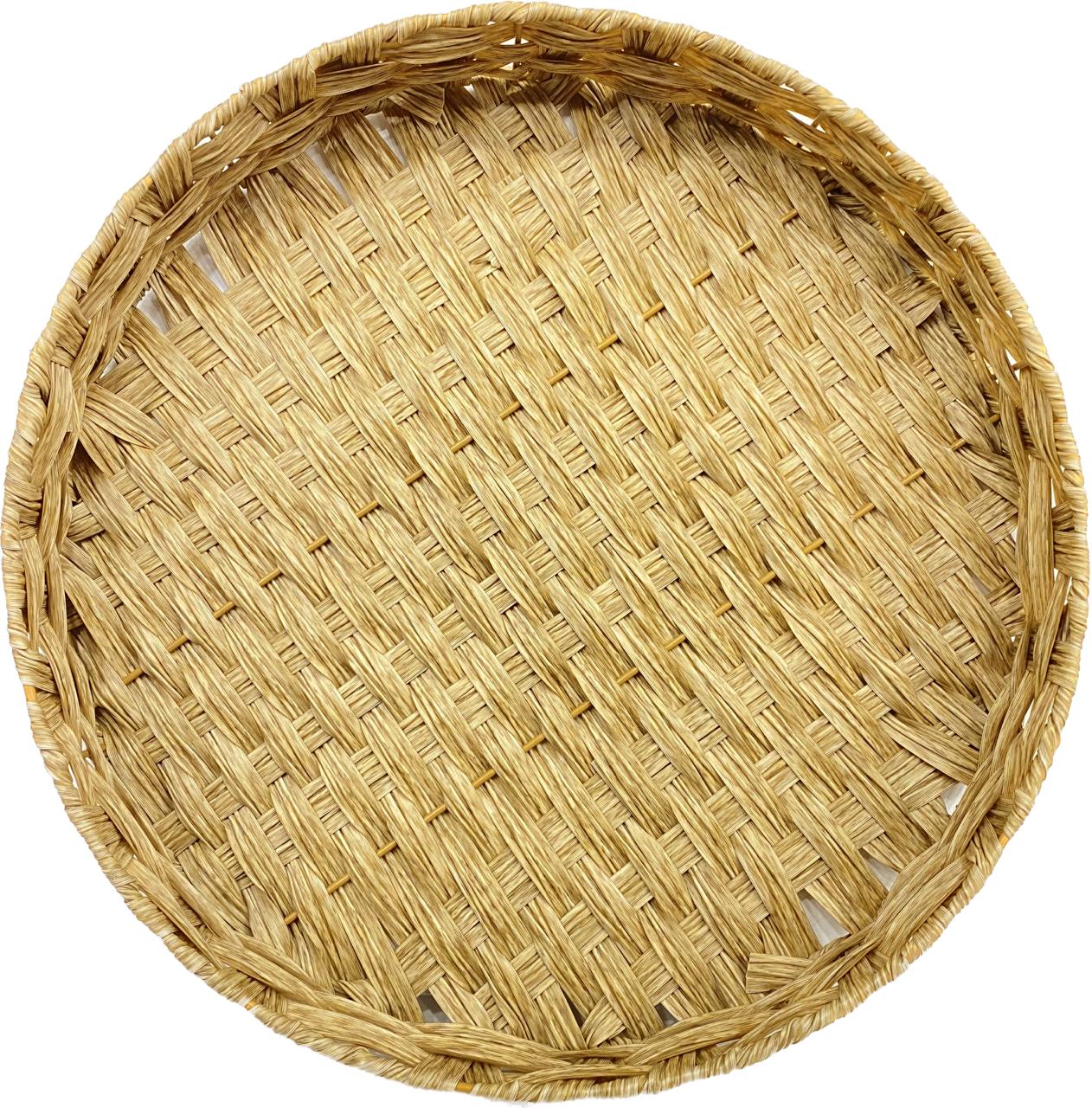 Strong Wicker Circular Tray Set