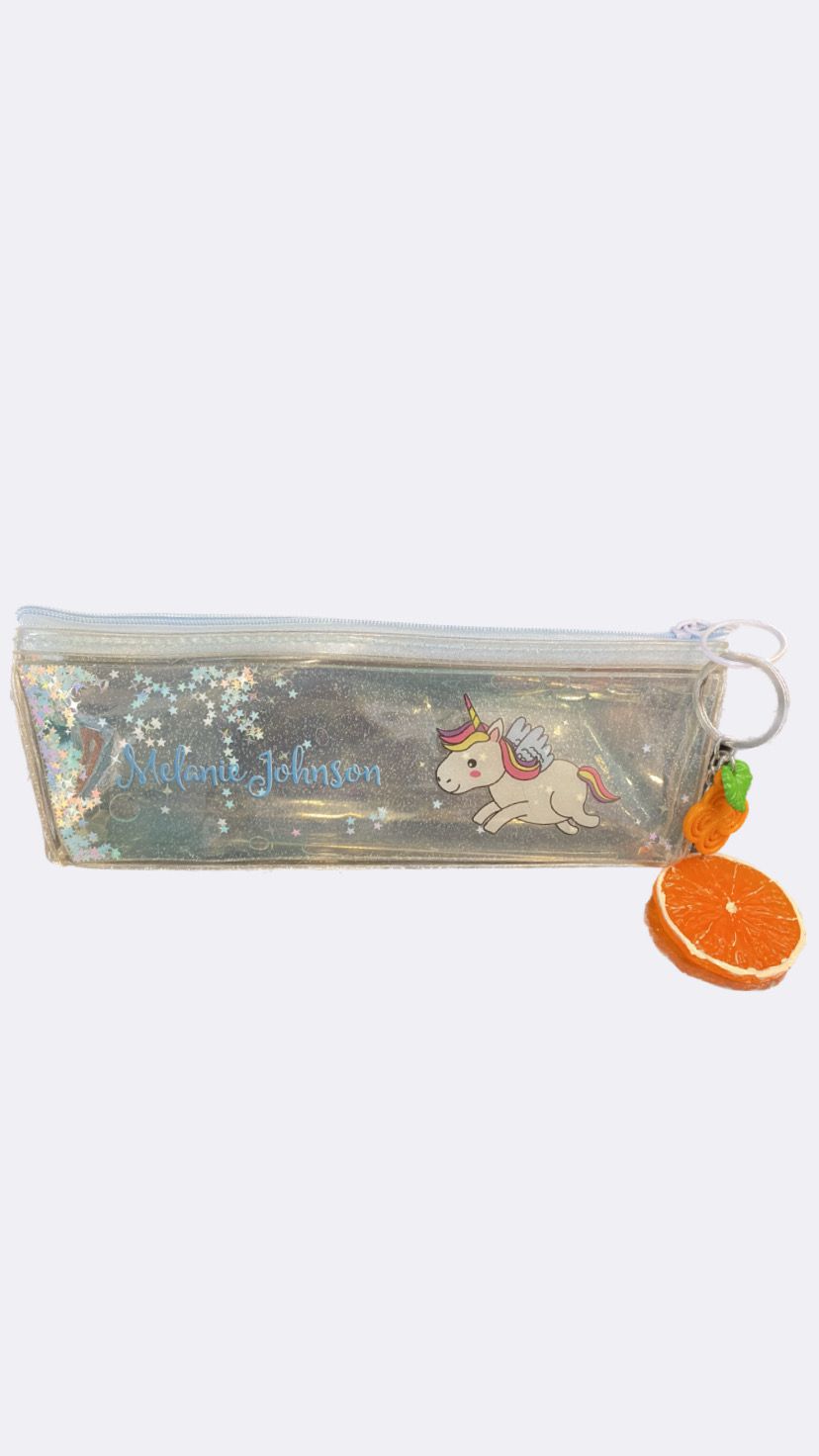 Transparent with a key chain Pencil Case