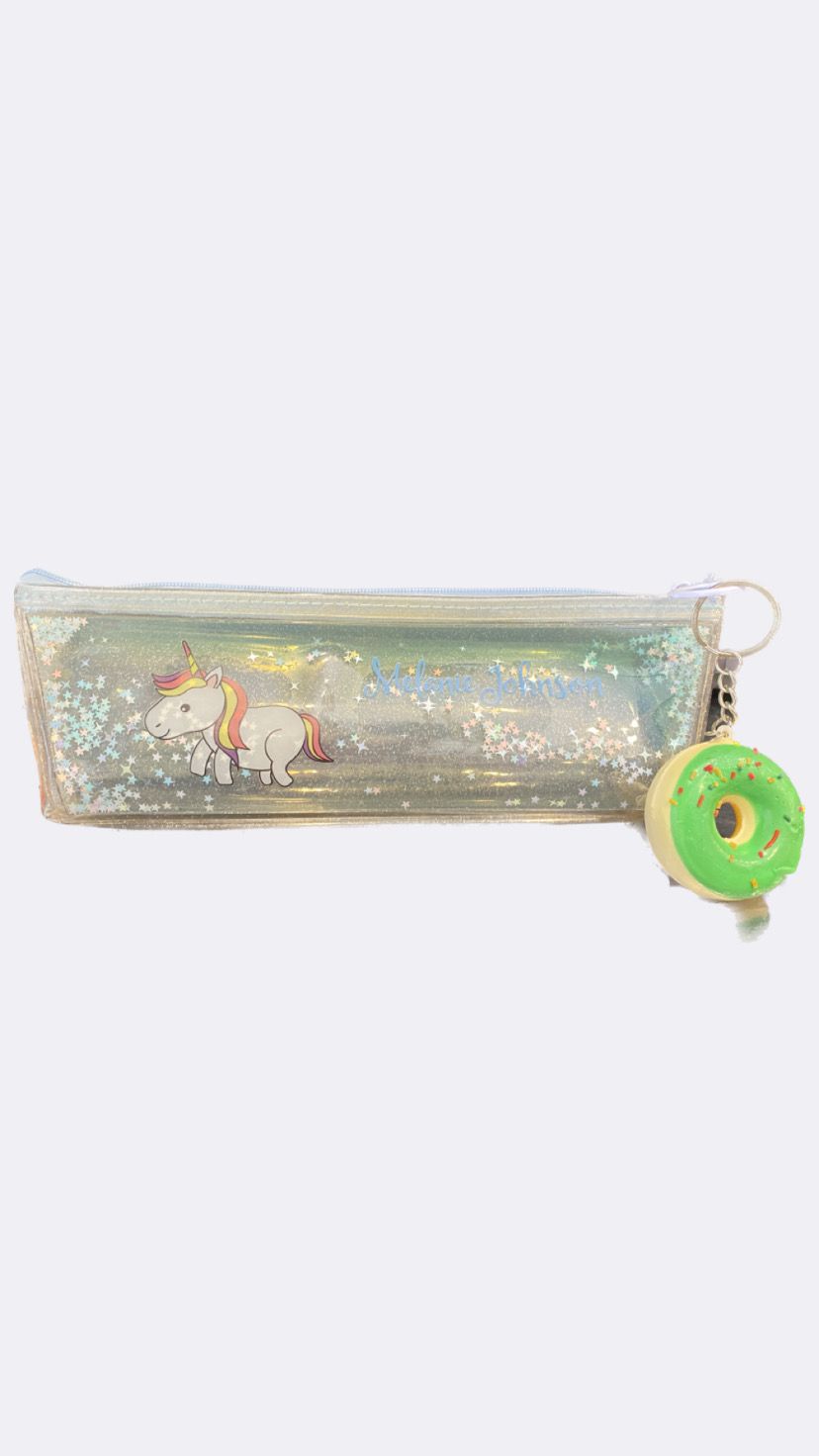 Transparent with a key chain Pencil Case