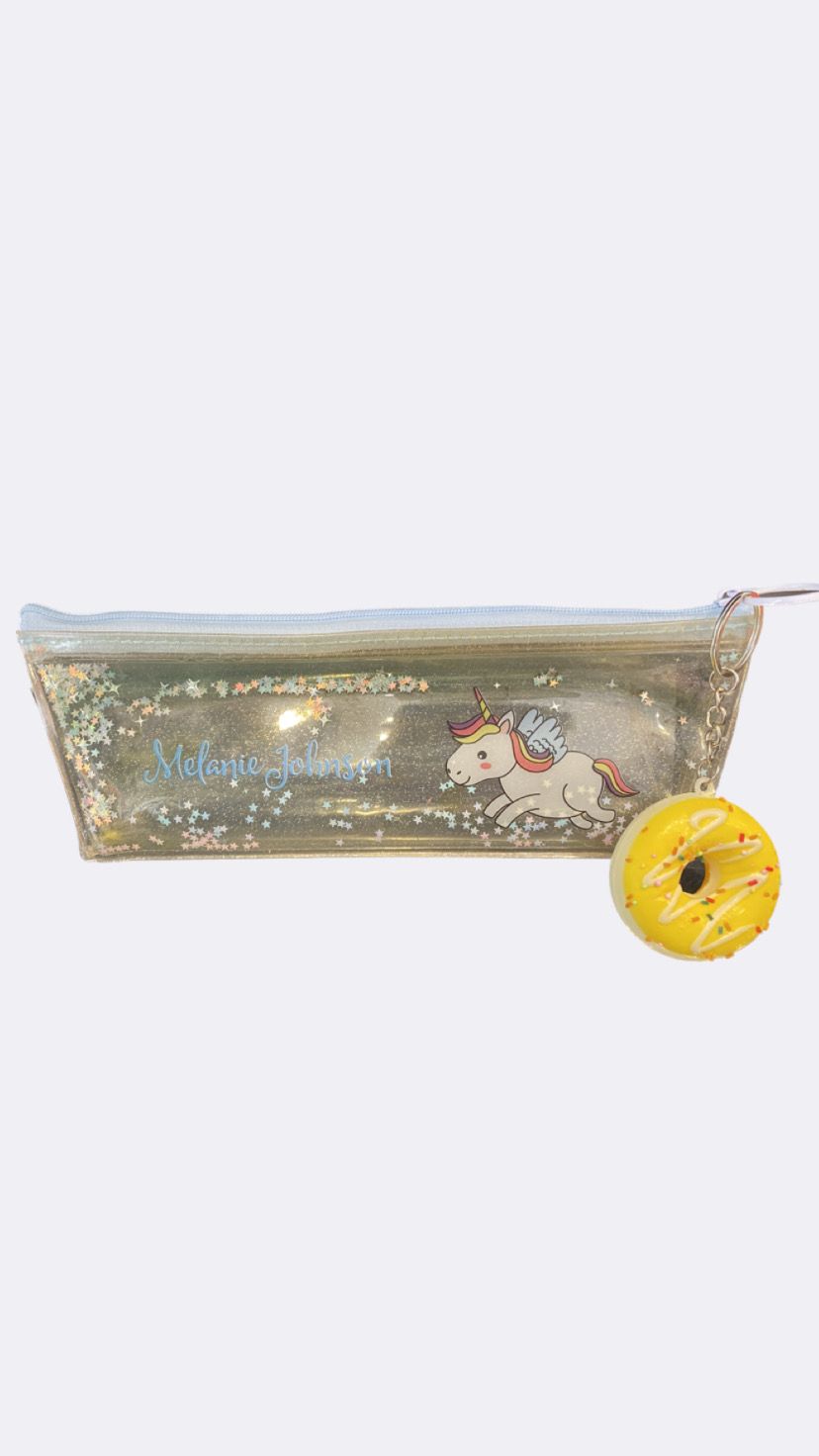 Transparent with a key chain Pencil Case