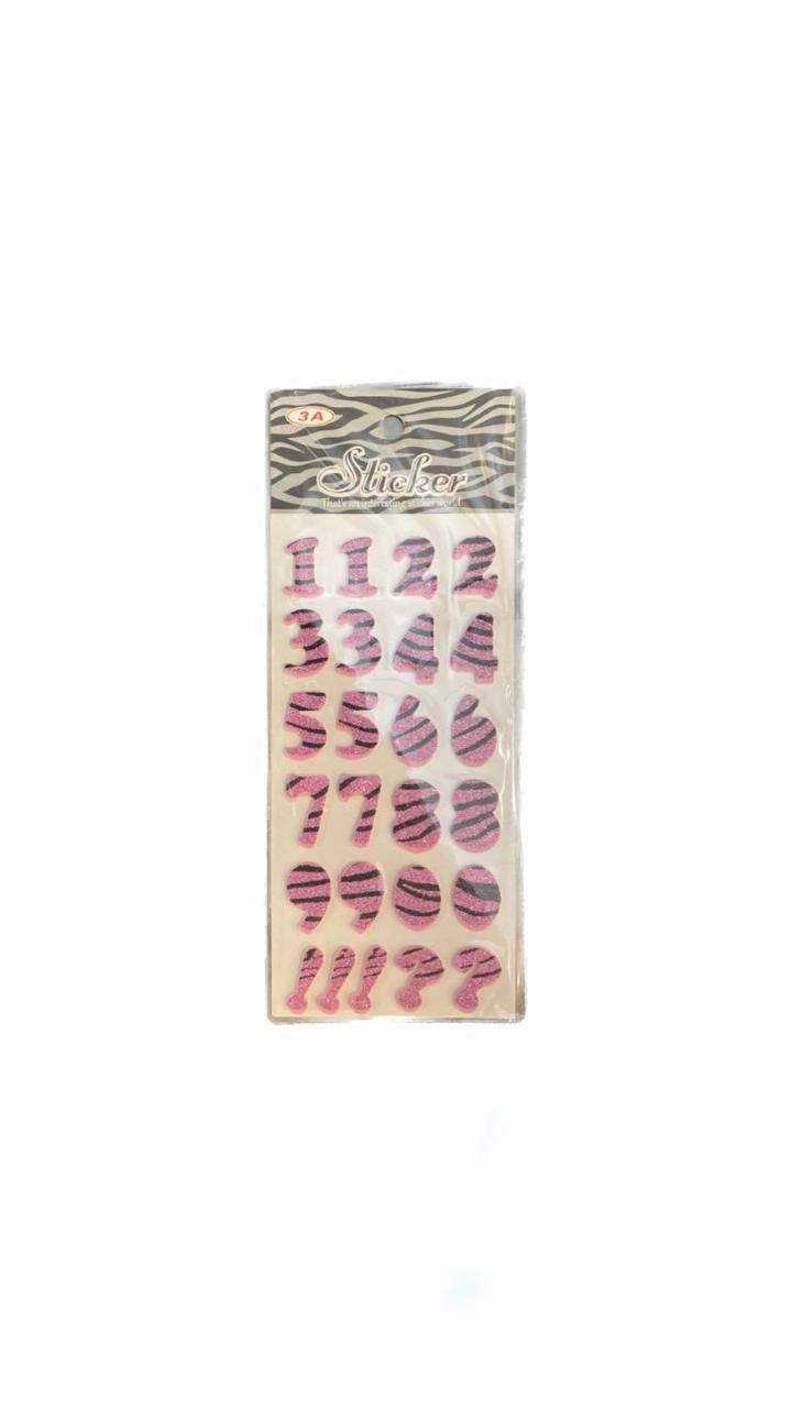 3D Glittery Numerical Stickers Mini Sheet