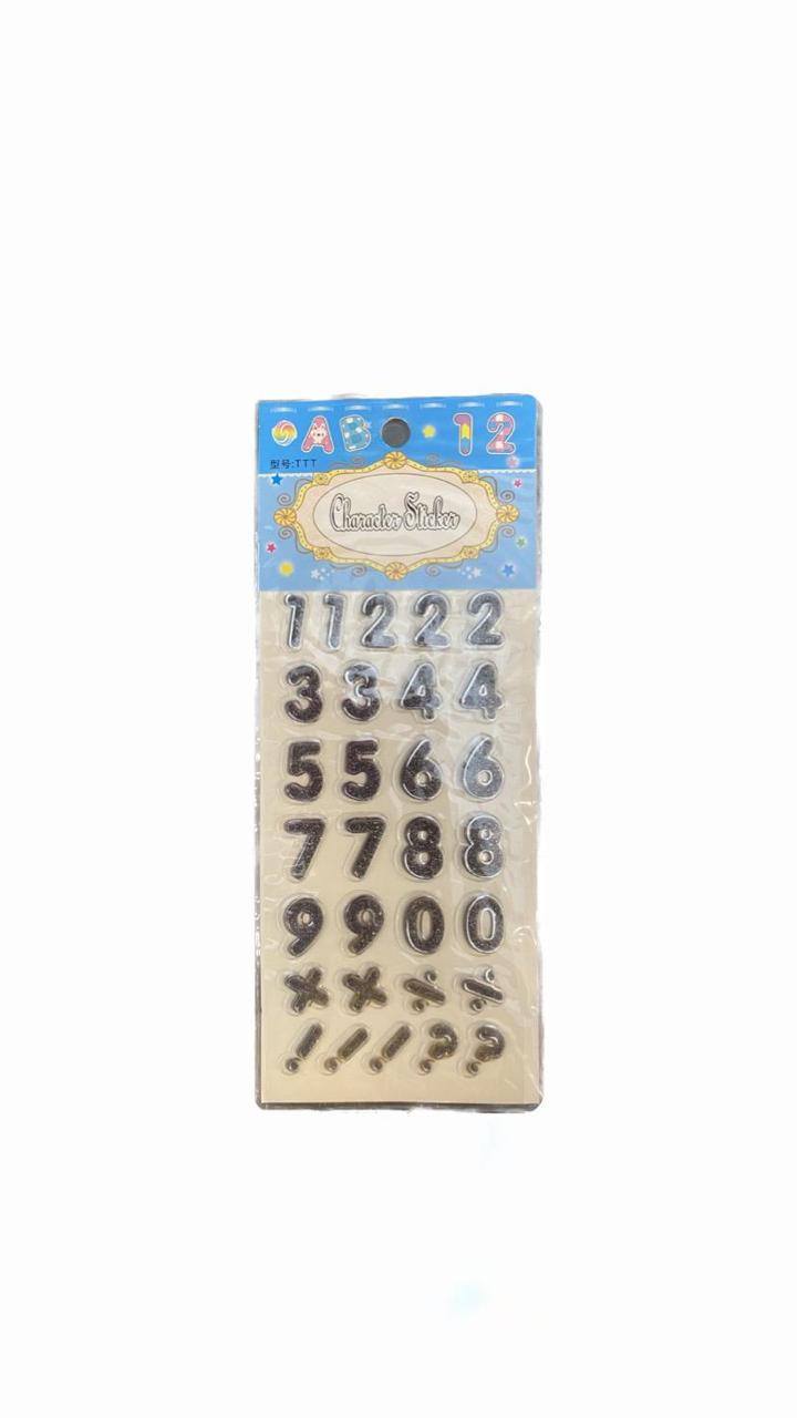 3D Glittery Numerical Stickers Mini Sheet