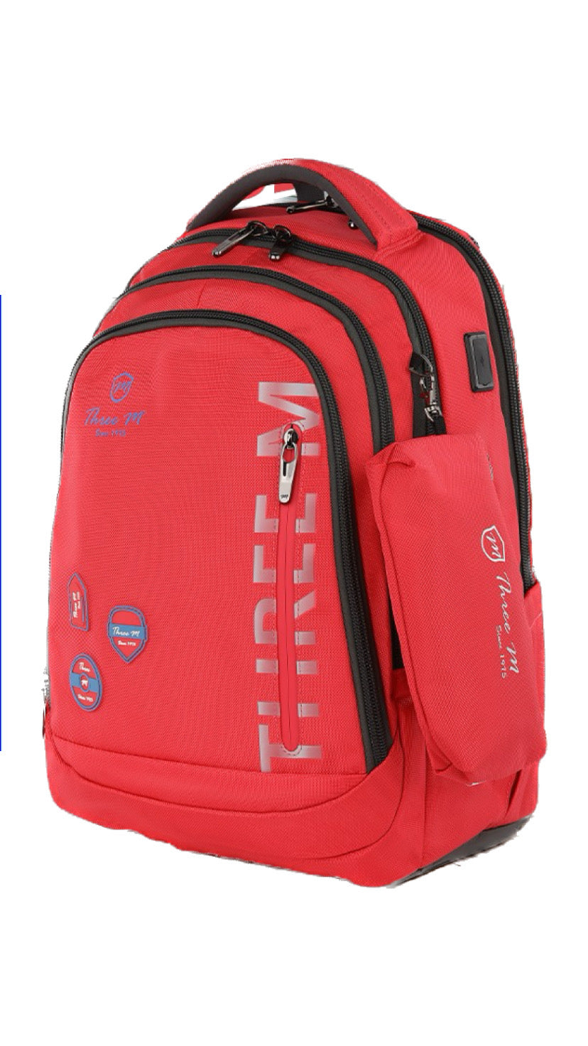 Three M Smart School Bag + Pencil Case Size 20 - Red