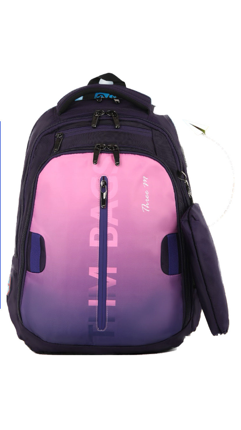 Three M Smart School Bag + Pencil Case Size 20 - Bluish Pink
