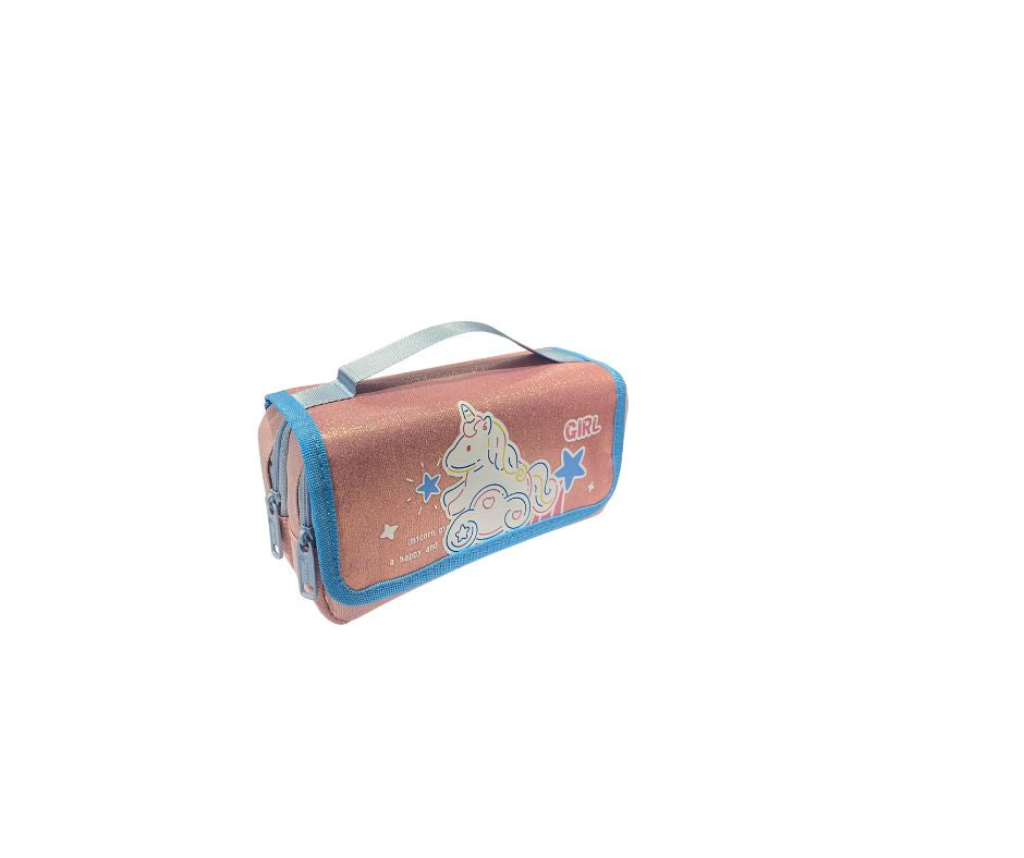 Large Glittery Unicorn Double zipper pencil case