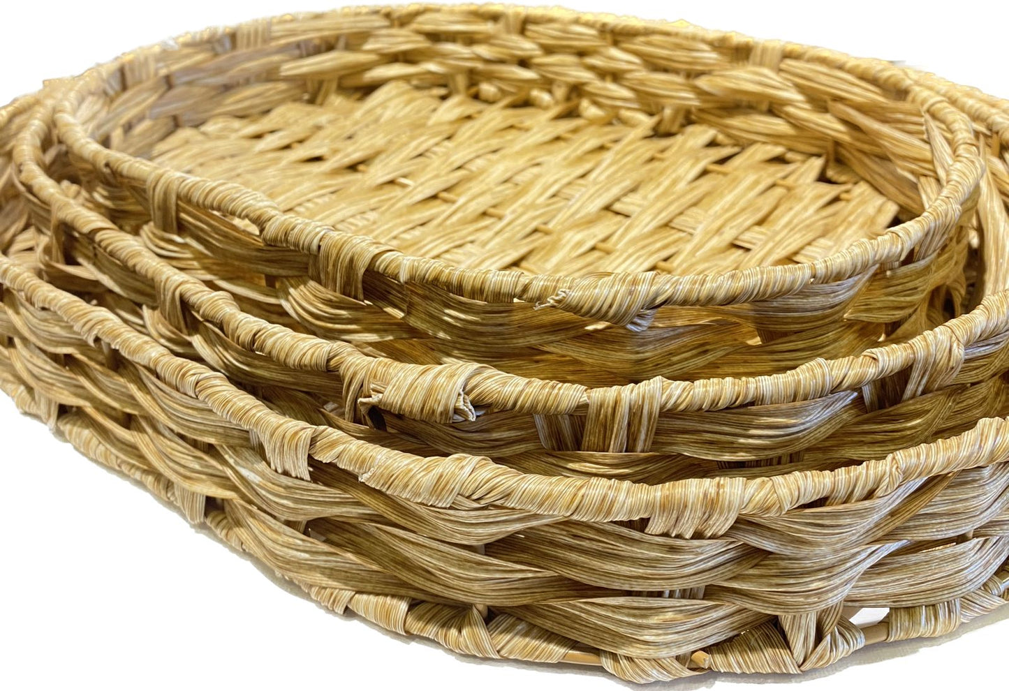Strong Oval Wicker Tray Set