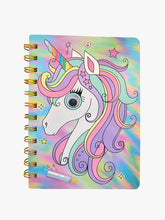 Load image into Gallery viewer, Spiral Unicorn Crazy Eyes Lined Notebook
