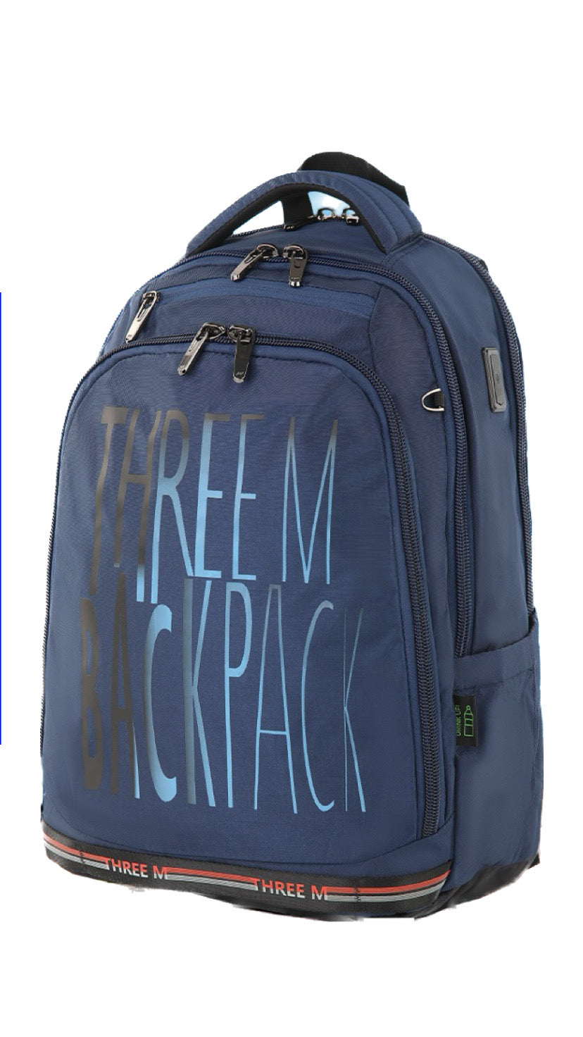 Three M Smart School Bag + Pencil Case Size 20 - Dark Blue