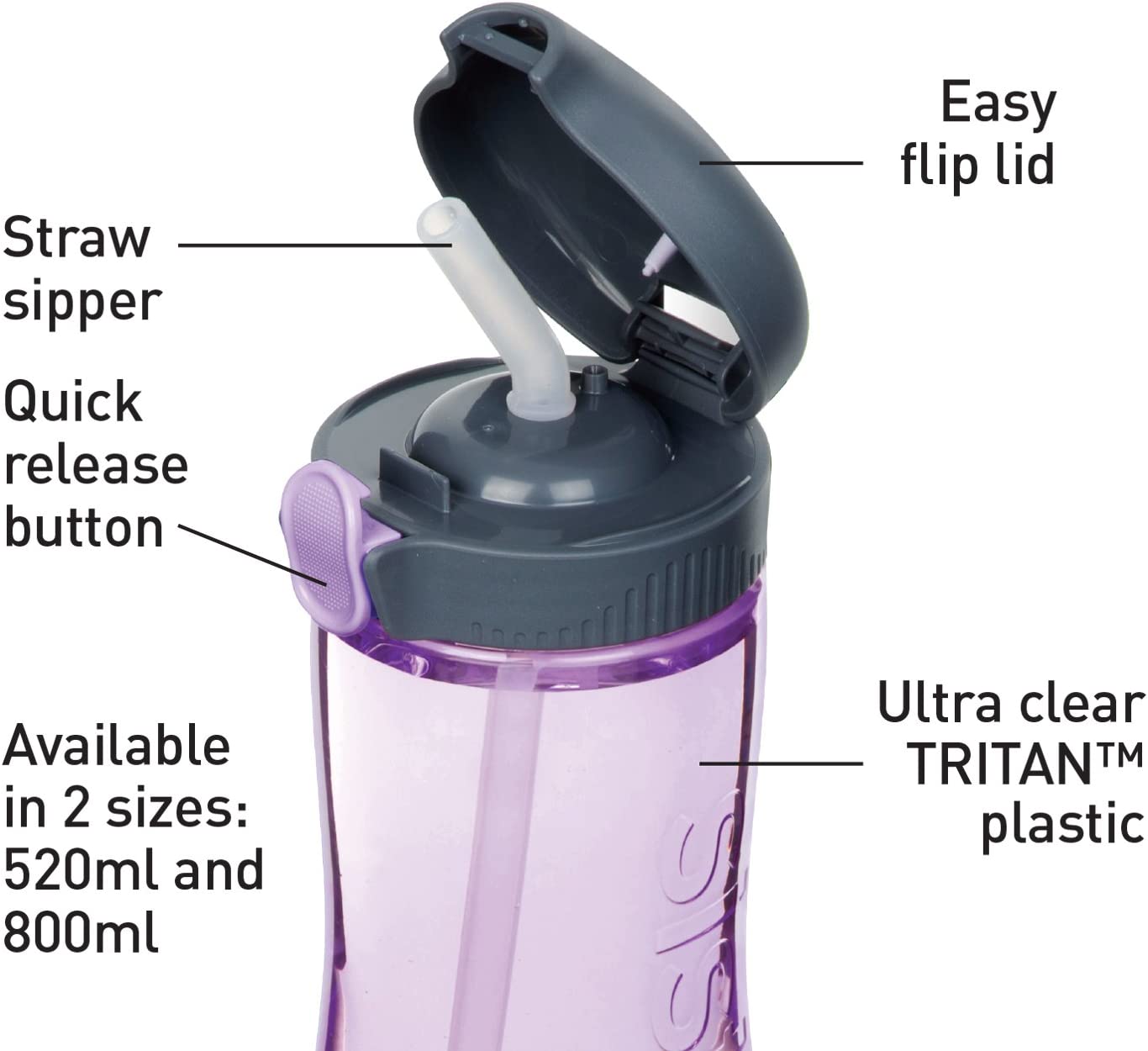 Sistema hydrate  Quick Flip bottle with straw 800ml