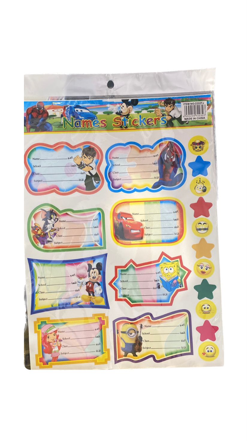 16 Pcs Mixed Characters 2 Languages Label +Stickers