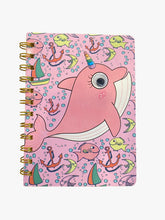 Load image into Gallery viewer, Spiral Dolphin Crazy Eyes Lined Notebook
