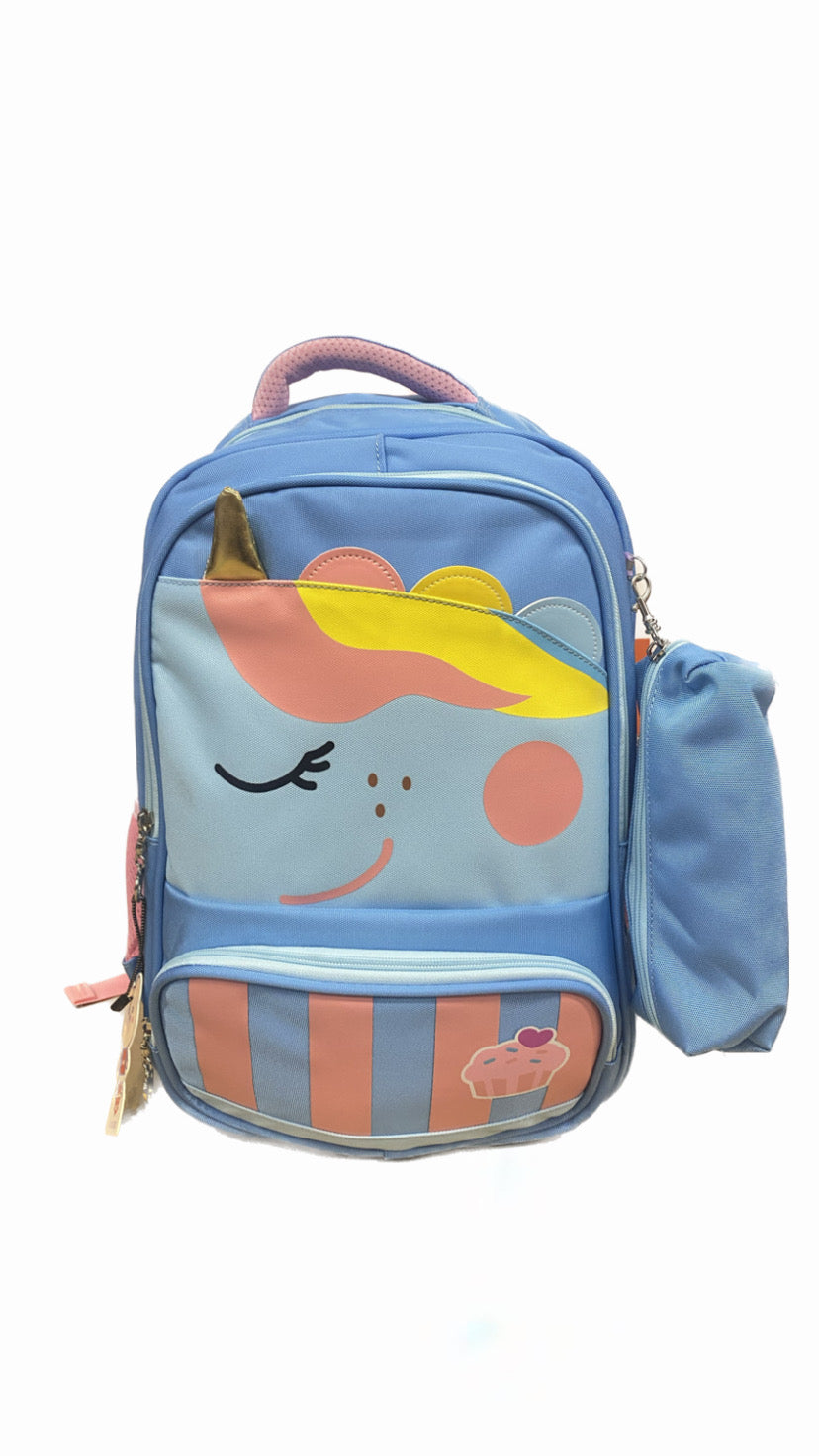Classic Sky Blue Unicorn School Bag Size 17