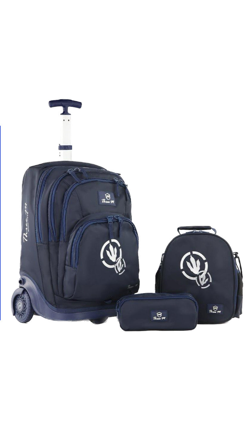 Three M Rockey Trolley School Bag Set Size 20 - Dark Blue
