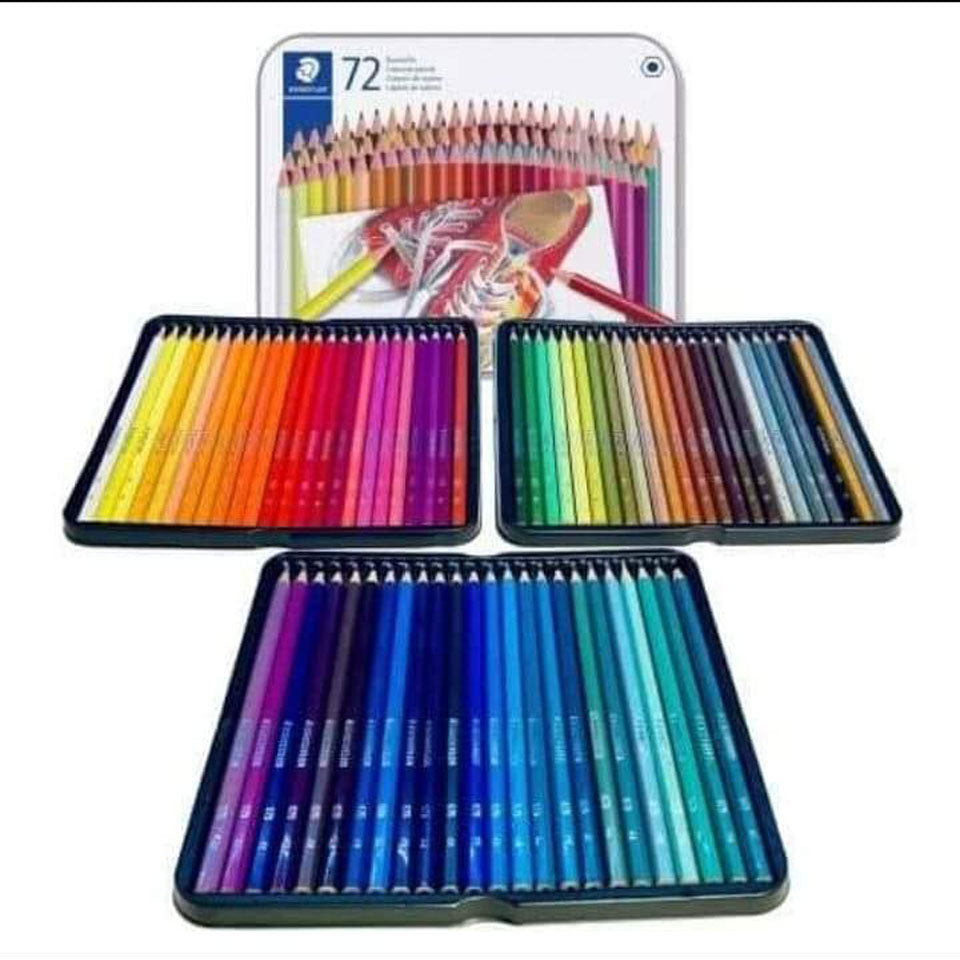 Staedtler Hexagonal Colored Pencils with Metal Box - 72 Pcs