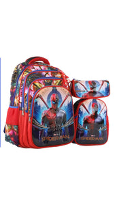 Three M School Bag Set + Lunch bag + Pencil Case Size 18 -Spiderman