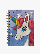 Load image into Gallery viewer, Spiral Unicorn Crazy Eyes Lined Notebook
