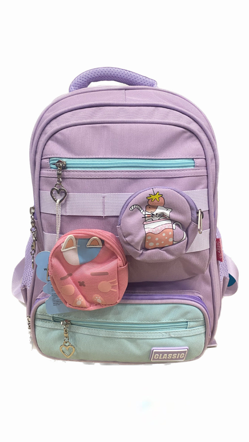 Classic Purple Cat School Bag Size 17