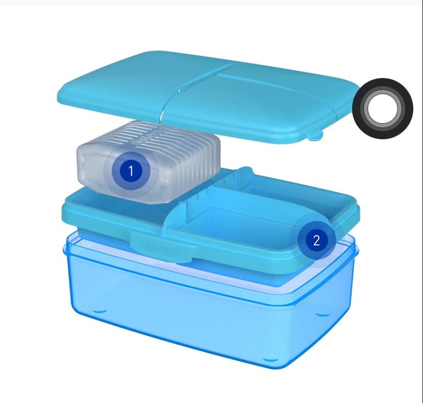 Sistema Lunch Box Slimine Quaddie 2L with water bottle