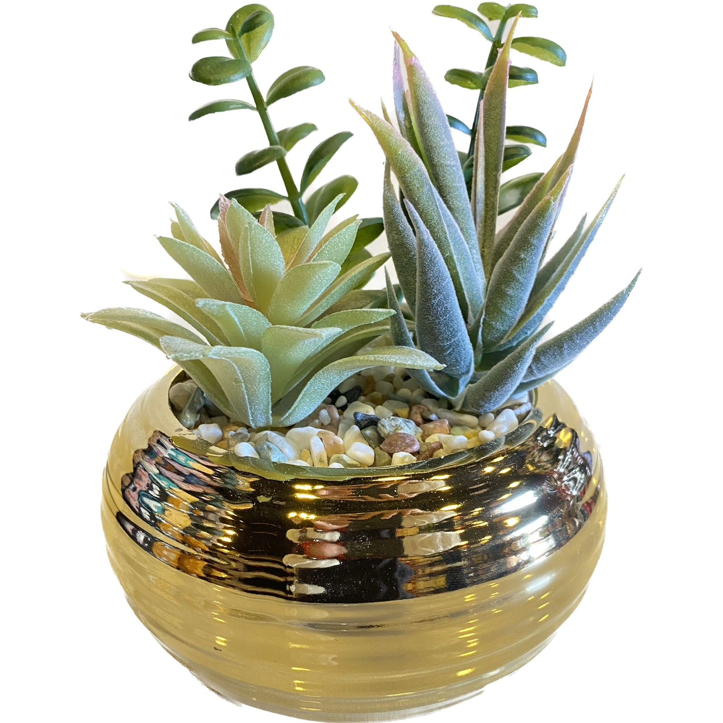 Artificial Short Decor Plant Golden Pot
