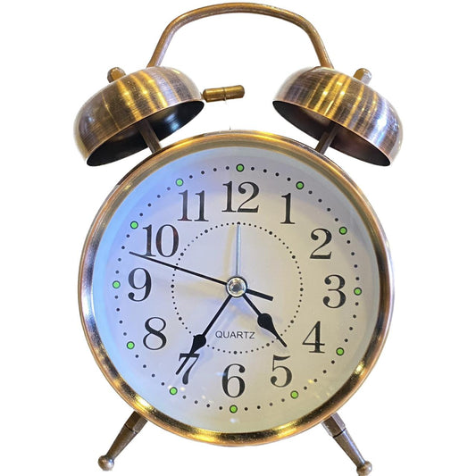 Metallic 4 Inch Alarm Analogue Clock with Twin Bell