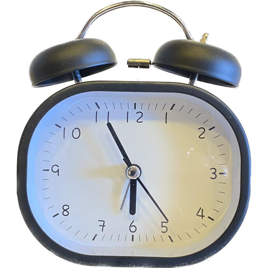 Matte Rectangular Alarm Analogue Clock with Twin Bell