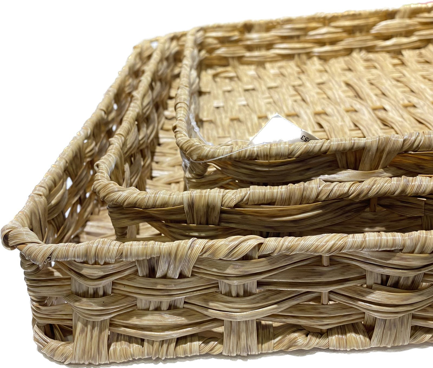 Strong Squared Wicker Tray Set