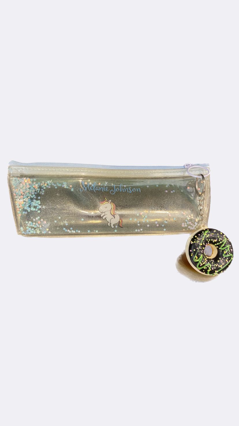 Transparent with a key chain Pencil Case