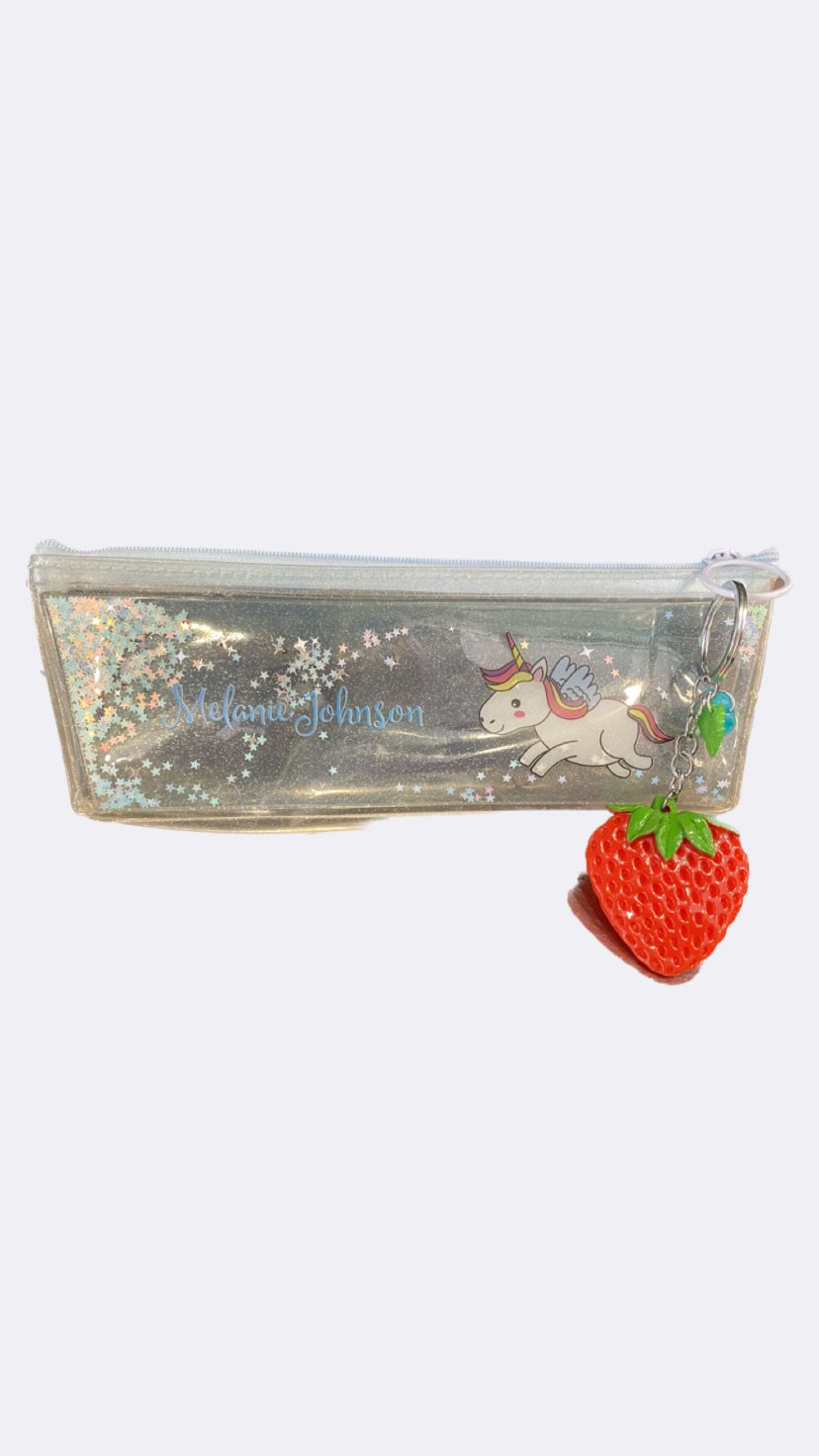Transparent with a key chain Pencil Case