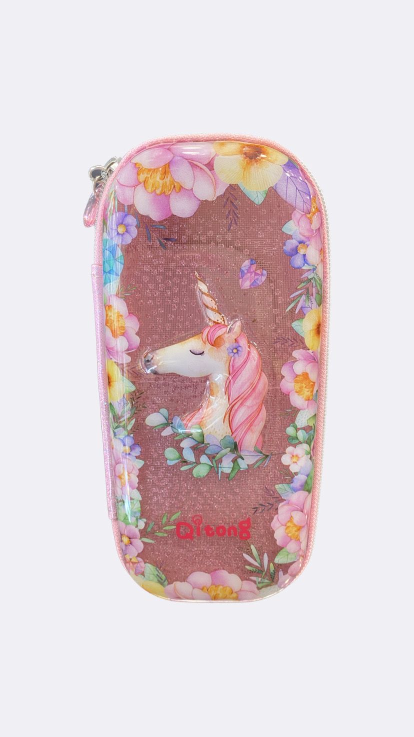 Flowered Unicorn Pencil Case