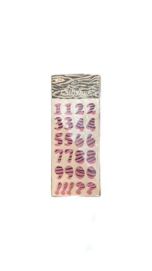 3D Glittery Numerical Stickers Mini Sheet