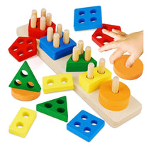Load image into Gallery viewer, Shaped block column _Montessori Game
