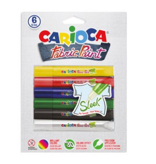Carioca Fabric Paint Sleek – 6 Pen